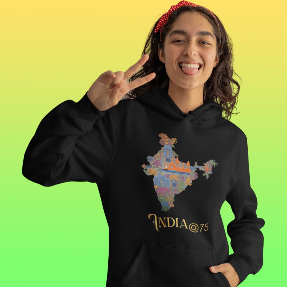 Printed Hoodie-Celebrate India Series - India at 75 Design-by ZingerTees-Unisex-EL9410019 - Image 4
