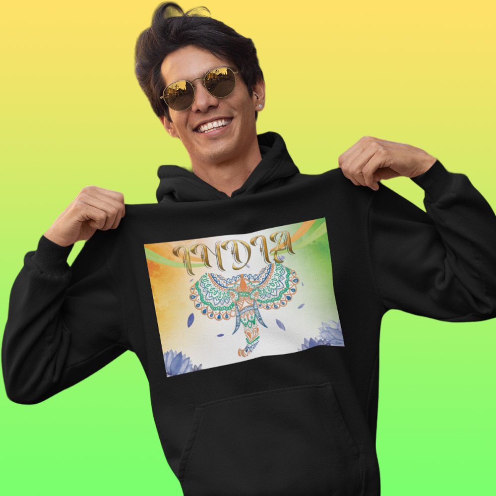 Printed Hoodie-Celebrate India Series - The Mandala Elephant Design-by ZingerTees-Unisex-EL9410020 - Image 2