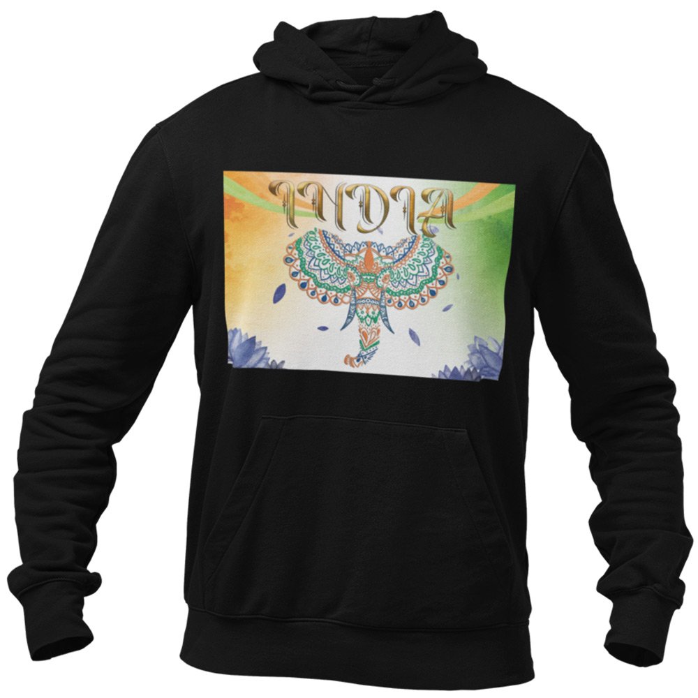 Printed Hoodie-Celebrate India Series - The Mandala Elephant Design-by ZingerTees-Unisex-EL9410020 - Image 6