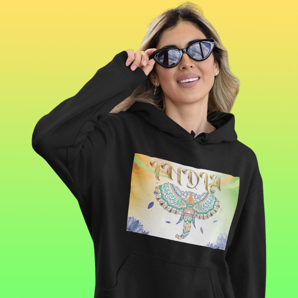 Printed Hoodie-Celebrate India Series - The Mandala Elephant Design-by ZingerTees-Unisex-EL9410020 - Image 3