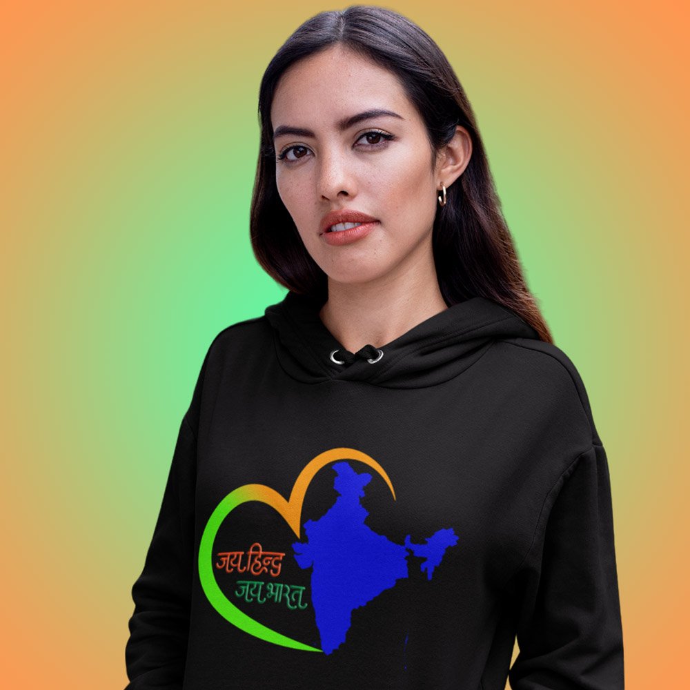 Printed Hoodie-Celebrate India Series - Jai Hind Jai Bhart Design-by ZingerTees-Unisex-EL9410023 - Image 4