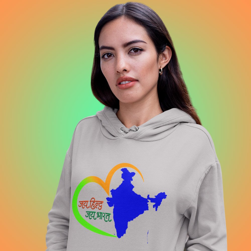 Printed Hoodie-Celebrate India Series - Jai Hind Jai Bhart Design-by ZingerTees-Unisex-EL9410023 - Image 2