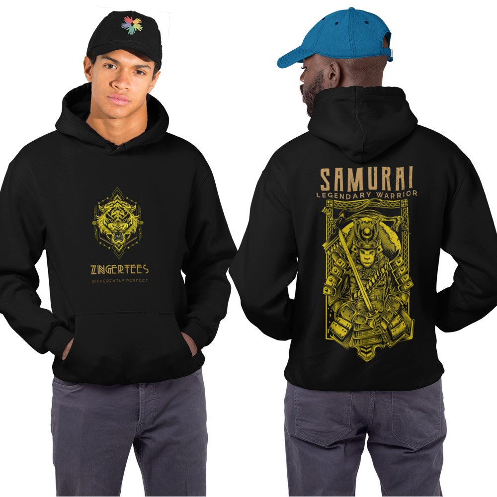Printed Hoodie-Samurai Legendary Warrior Design-by ZingerTees-Unisex-EL9410003 - Image 2