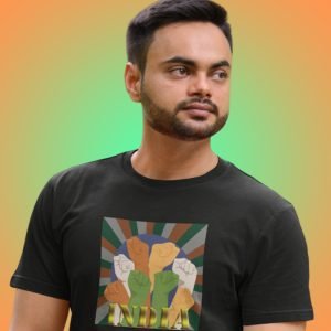 Pure Cotton Bio-Washed T-Shirt Chest Printed-Celebrate India Series – New And Powerful India Design-by ZingerTees-Unisex-EL9120250