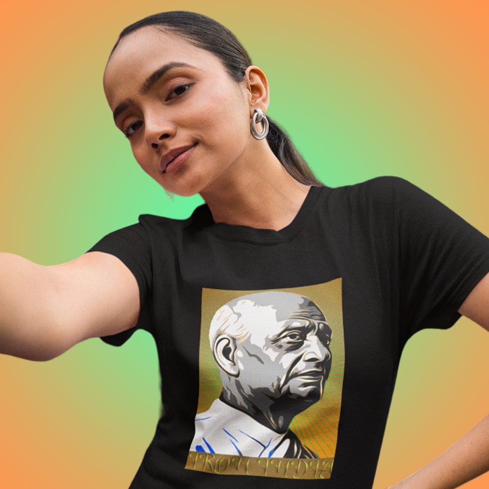 Pure Cotton Bio-Washed T-Shirt Chest Printed-Celebrate India Series - Sardar Patel The Iron Man Who Made Iron India Design-by ZingerTees-Unisex-EL9120252 - Image 4