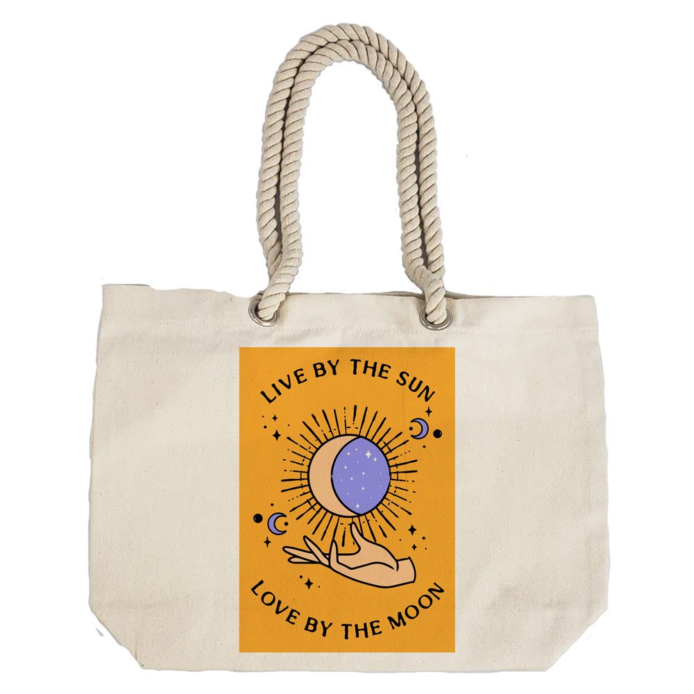 Eco-Friendly Recycled Cotton Canvas Tote Bag - Astrology Love By The Moon Design - EL8220153
