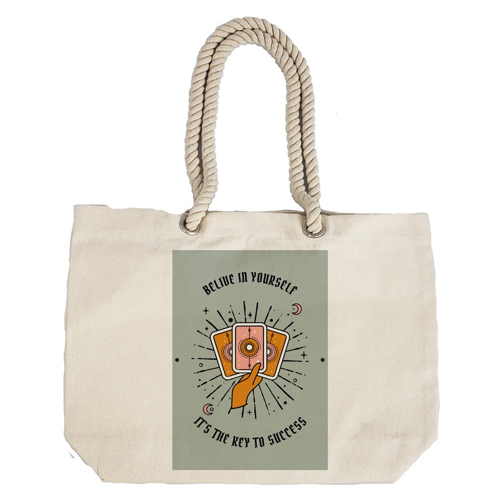 Eco-Friendly Recycled Cotton Canvas Tote Bag - Astrology Tarot Cards Key To Success Design - EL8220154