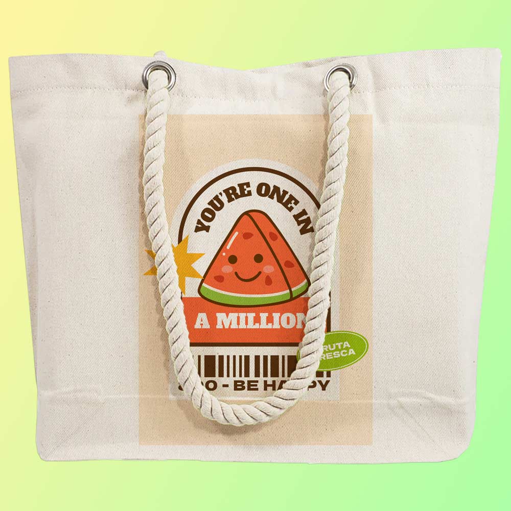 Eco-Friendly Recycled Cotton Canvas Tote Bag - Funny You One In A Million Design - EL8220160 - Image 2