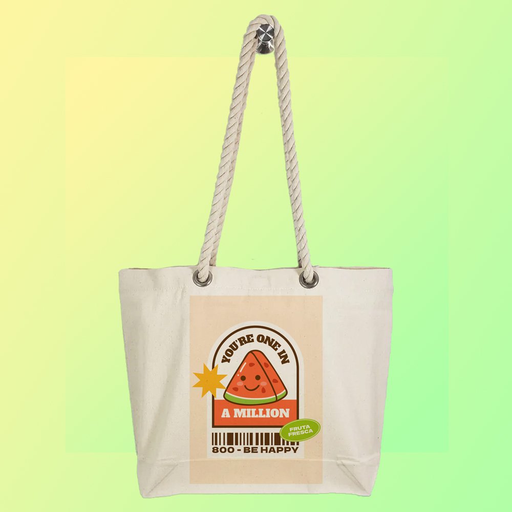 Eco-Friendly Recycled Cotton Canvas Tote Bag - Funny You One In A Million Design - EL8220160 - Image 4