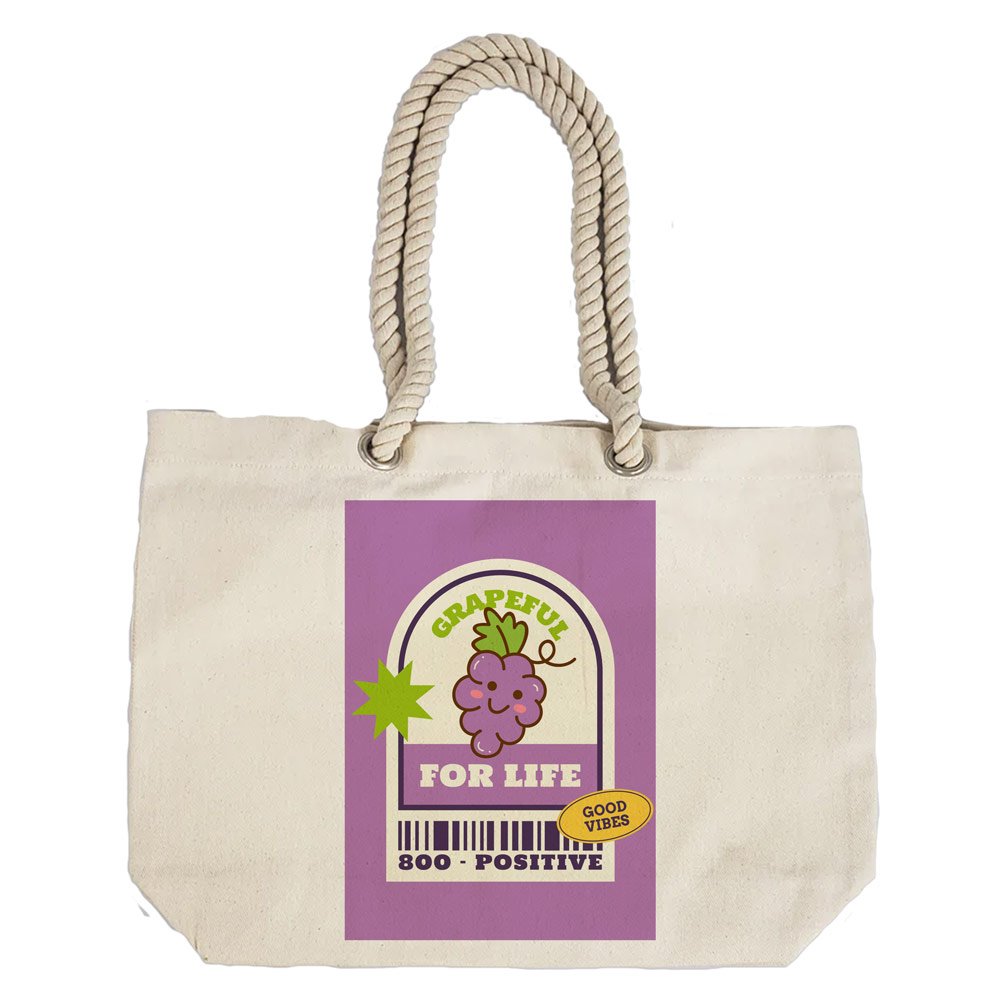 Eco-Friendly Recycled Cotton Canvas Tote Bag - Funny Grapeful For Life Design - EL8220161