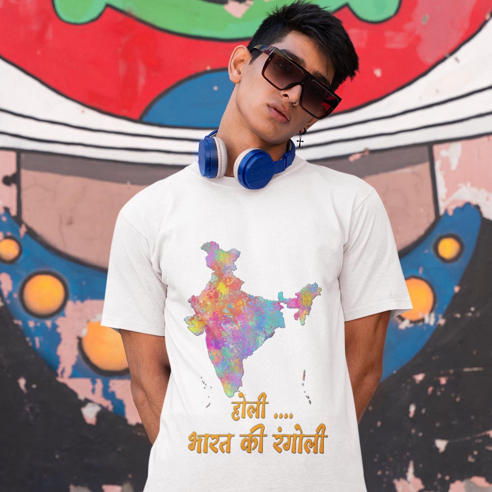 Super Dry-fit Printed Jersey T-Shirt - Holi Celebration Series - Holi Ki Rangoli Design-by ZingerTees-Unisex-EL9120298 - Image 2