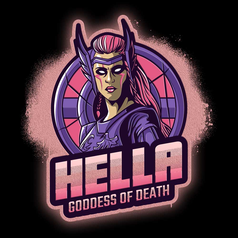 Pure Cotton Bio-Washed T-Shirt Chest Printed-Viking Gods Series - Fearsom Hella The Goddess of Death Design-by ZingerTees-Unisex-EL9120288 - Image 10