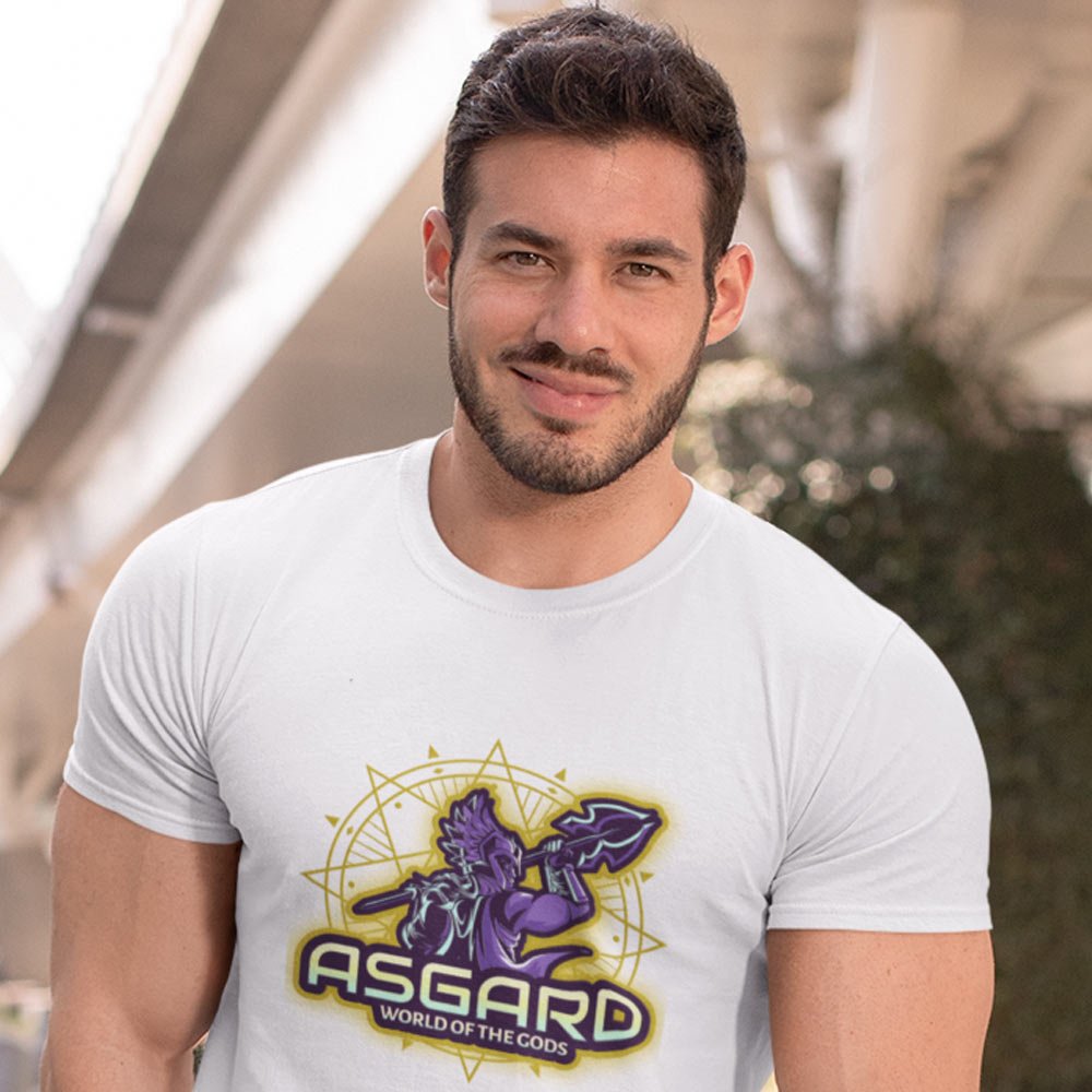 Pure Cotton Bio-Washed T-Shirt Chest Printed-Viking Gods Series - Asgard World of Gods Design-by ZingerTees-Unisex-EL9120289 - Image 3