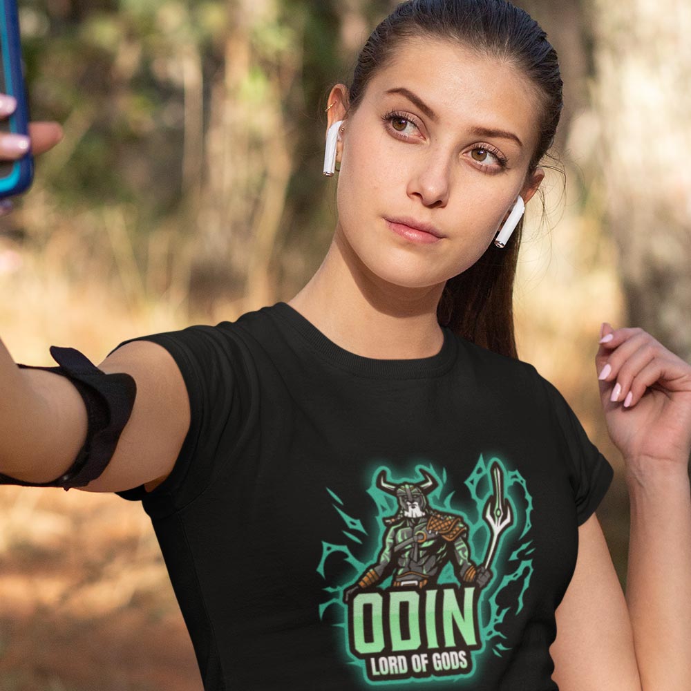 Pure Cotton Bio-Washed T-Shirt Chest Printed-Viking Gods Series - Odin The Lord of Gods Design-by ZingerTees-Unisex-EL9120285 - Image 4