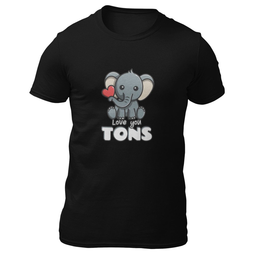 Pure Cotton Bio-Washed T-Shirt Chest Printed-Valentine's Day - Cute Elephant Love you tons Design-by ZingerTees-Unisex-EL9120273 - Image 8