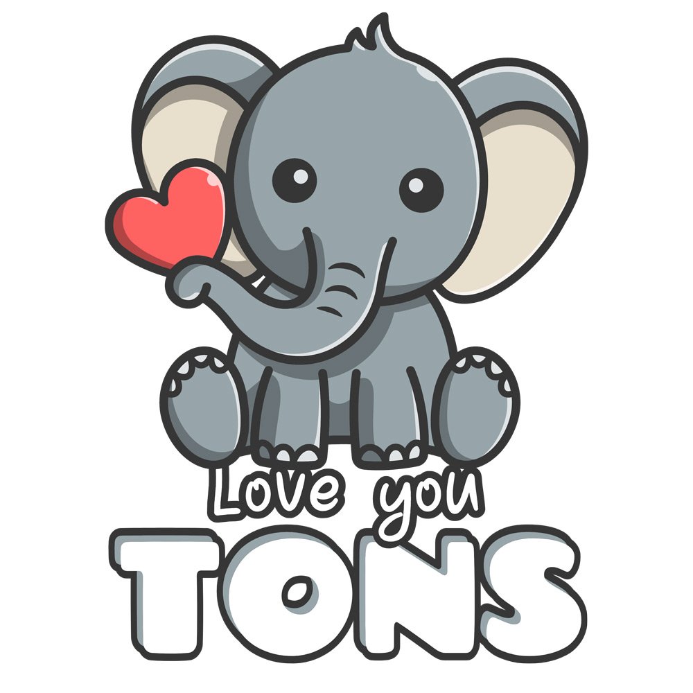 Pure Cotton Bio-Washed T-Shirt Chest Printed-Valentine's Day - Cute Elephant Love you tons Design-by ZingerTees-Unisex-EL9120273 - Image 9