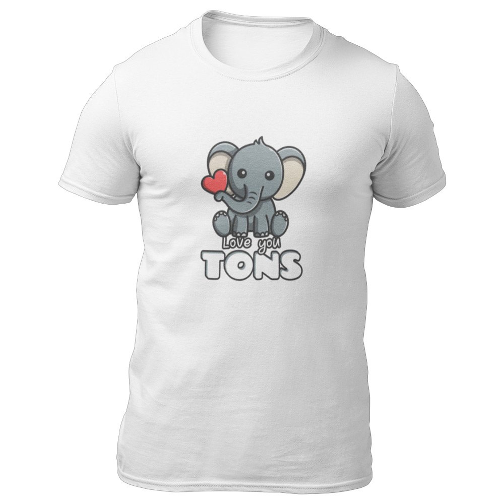 Pure Cotton Bio-Washed T-Shirt Chest Printed-Valentine's Day - Cute Elephant Love you tons Design-by ZingerTees-Unisex-EL9120273 - Image 6