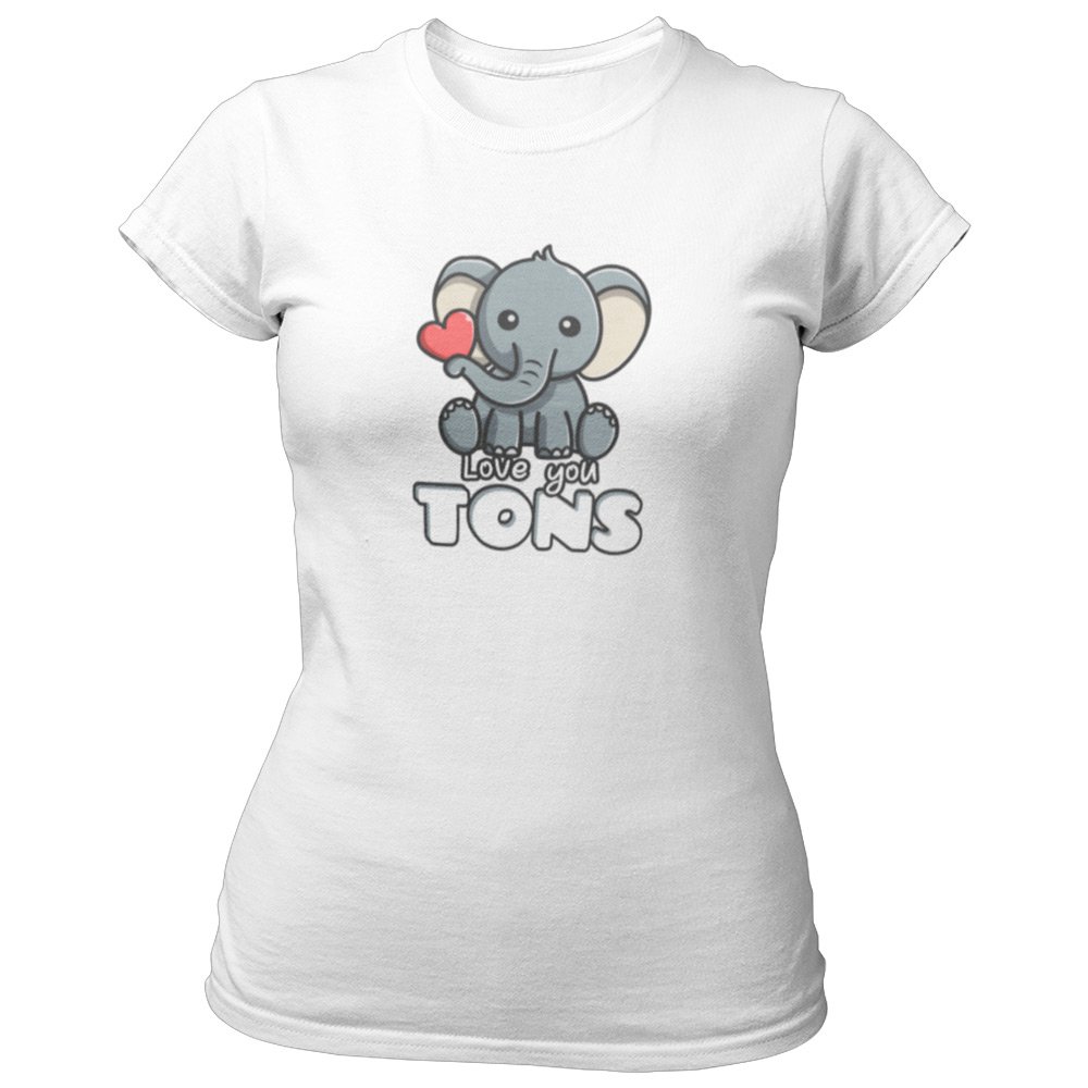 Pure Cotton Bio-Washed T-Shirt Chest Printed-Valentine's Day - Cute Elephant Love you tons Design-by ZingerTees-Unisex-EL9120273 - Image 5