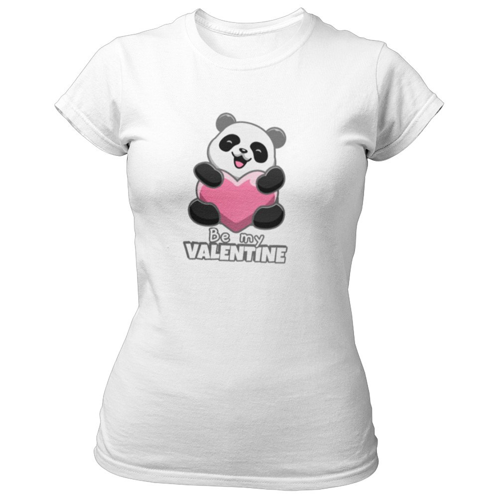 Pure Cotton Bio-Washed T-Shirt Chest Printed-Valentine's Day - Cute Panda Be My Valentine Design-by ZingerTees-Unisex-EL9120274 - Image 5