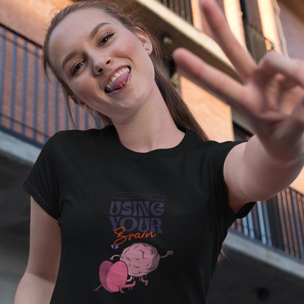 Pure Cotton Bio-Washed T-Shirt Chest Printed-Anti-Valentine's Day - Use Your Brain Design-by ZingerTees-Unisex-EL9120262 - Image 3