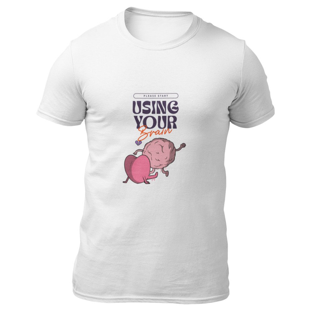 Pure Cotton Bio-Washed T-Shirt Chest Printed-Anti-Valentine's Day - Use Your Brain Design-by ZingerTees-Unisex-EL9120262 - Image 6