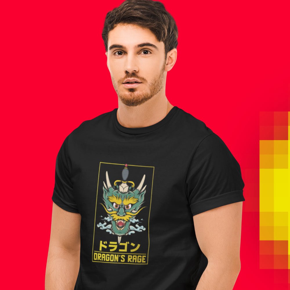 Pure Cotton Bio-Washed T-Shirt Chest Printed-Japanese Anime Dragon's Rage Design-22-by ZingerTees-Unisex-EL9120382 - Image 2