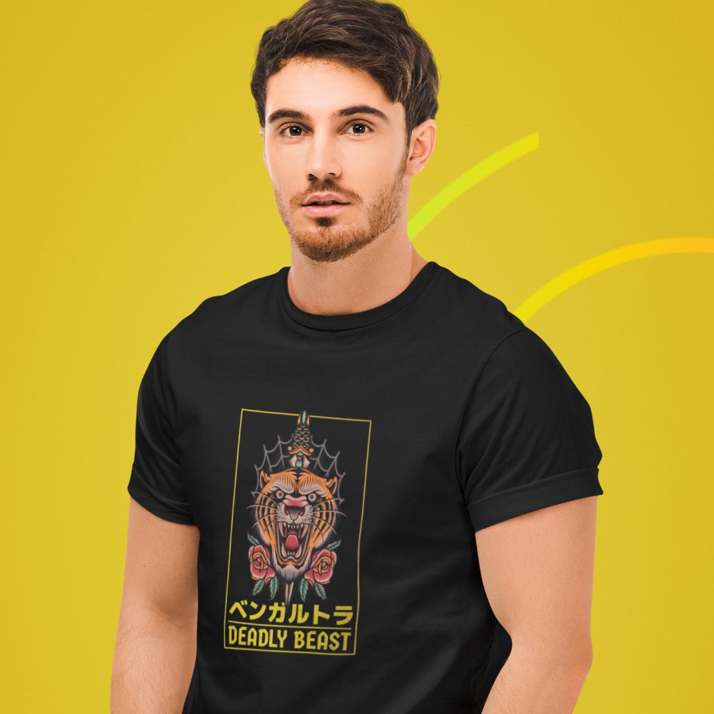 Pure Cotton Bio-Washed T-Shirt Chest Printed-Japanese Anime Deadly Beast Design-24-by ZingerTees-Unisex-EL9120384 - Image 4