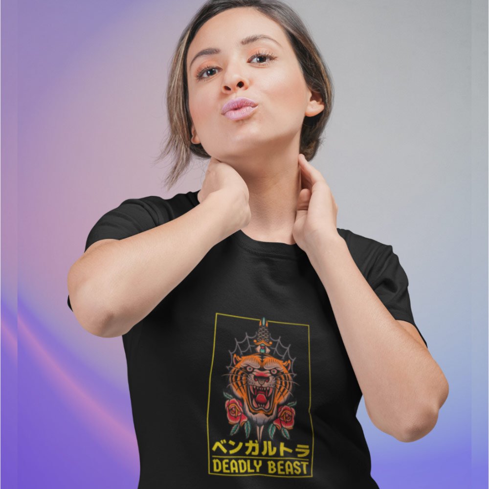 Pure Cotton Bio-Washed T-Shirt Chest Printed-Japanese Anime Deadly Beast Design-24-by ZingerTees-Unisex-EL9120384