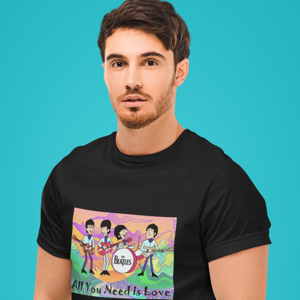 Pure Cotton Bio-Washed T-Shirt Chest Printed-Tribute to The Beatles-Rock Music Legends-11-by ZingerTees-Unisex-EL9120346 - Image 7