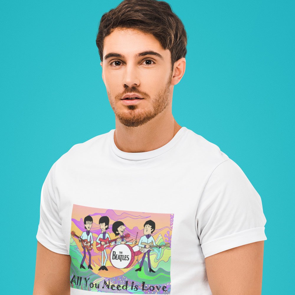 Pure Cotton Bio-Washed T-Shirt Chest Printed-Tribute to The Beatles-Rock Music Legends-11-by ZingerTees-Unisex-EL9120346 - Image 5