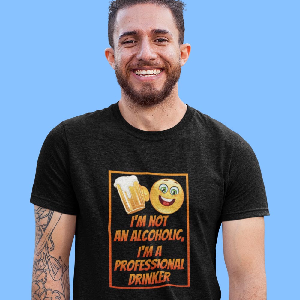 Pure Cotton Bio-Washed T-Shirt Chest Printed-Funny Slogan-Beer Fun Design-3-by ZingerTees-Unisex-EL9120388 - Image 3