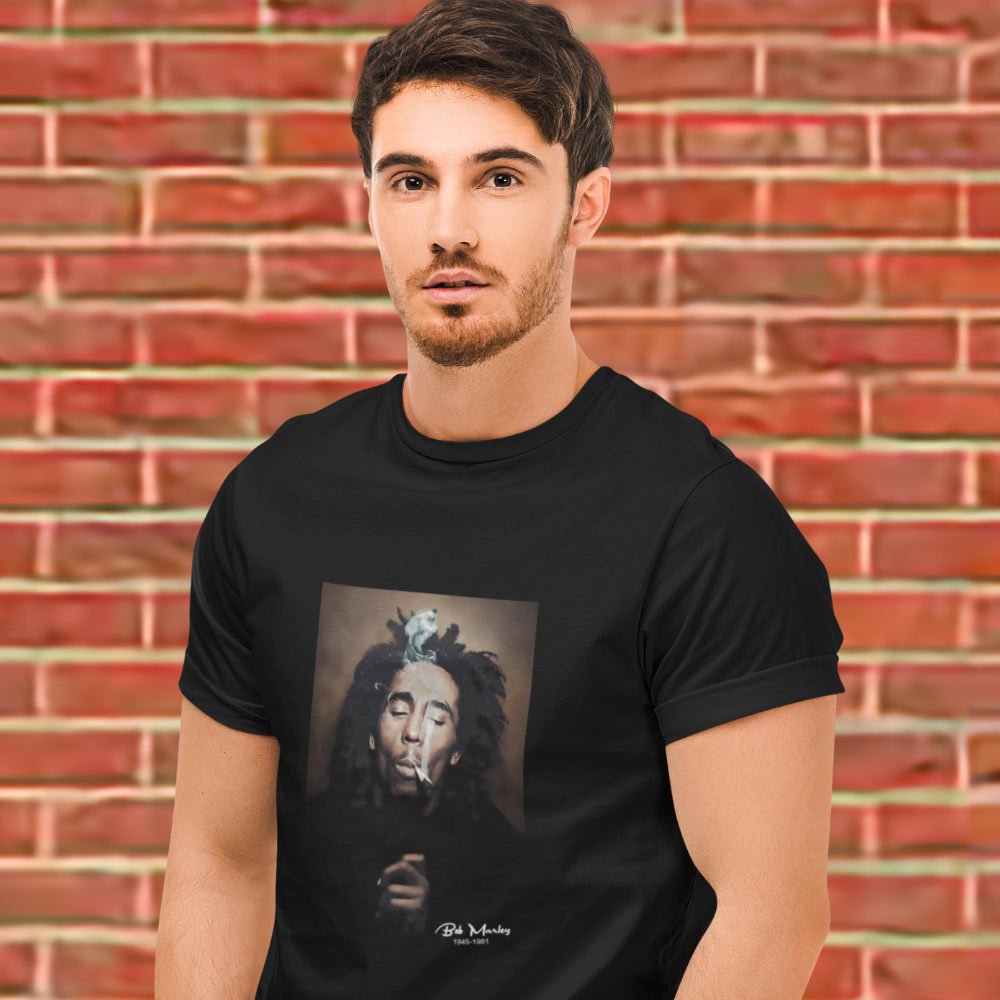 Pure Cotton Bio-Washed T-Shirt Chest Printed-Tribute to Bob Marley-Rock Music Legends-1-by ZingerTees-Unisex-EL9120355 - Image 2