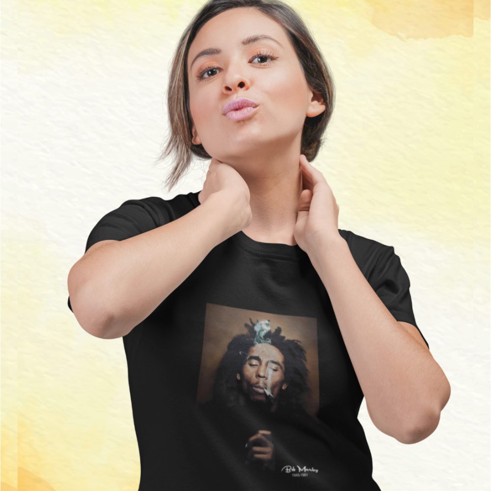 Pure Cotton Bio-Washed T-Shirt Chest Printed-Tribute to Bob Marley-Rock Music Legends-1-by ZingerTees-Unisex-EL9120355 - Image 3