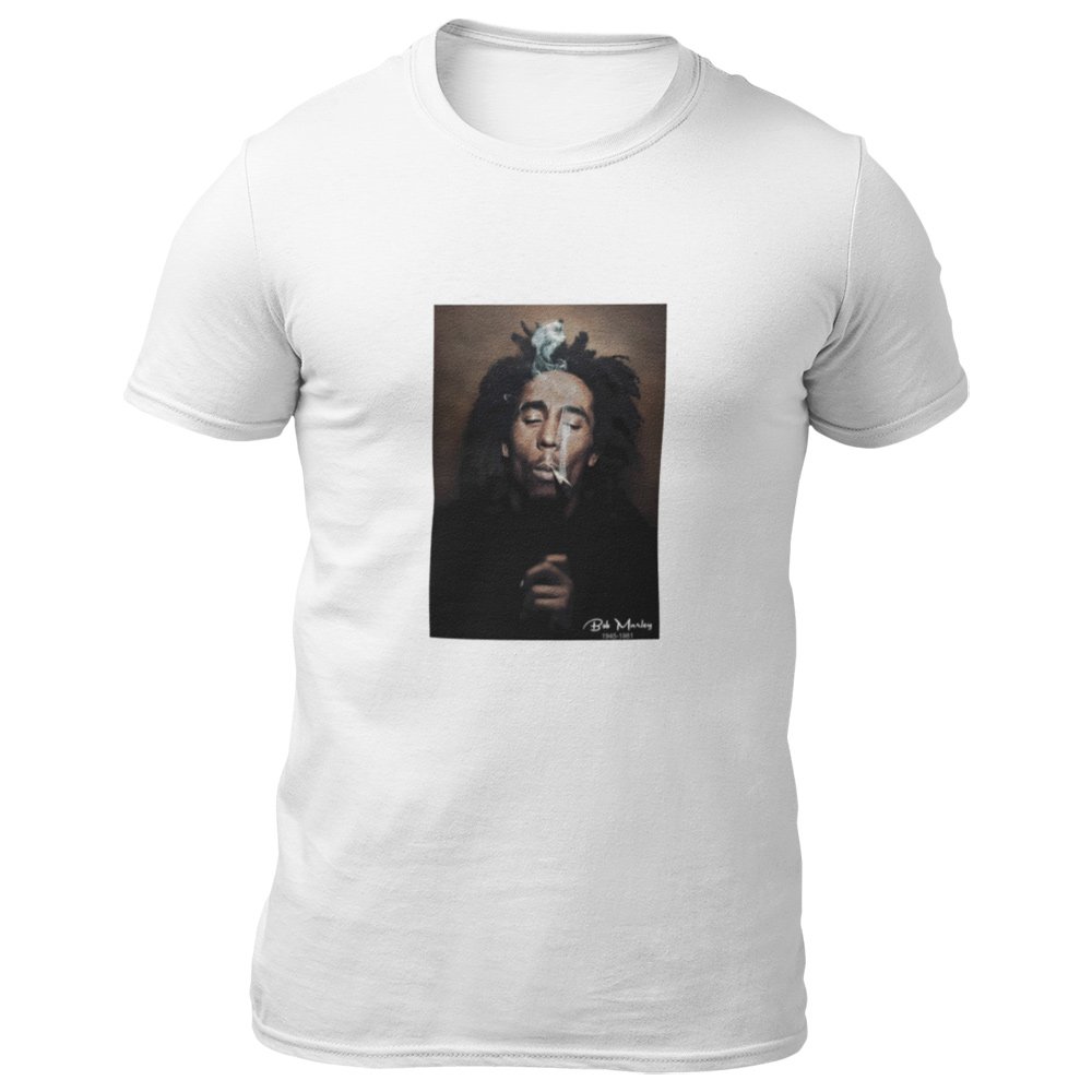 Pure Cotton Bio-Washed T-Shirt Chest Printed-Tribute to Bob Marley-Rock Music Legends-1-by ZingerTees-Unisex-EL9120355 - Image 6