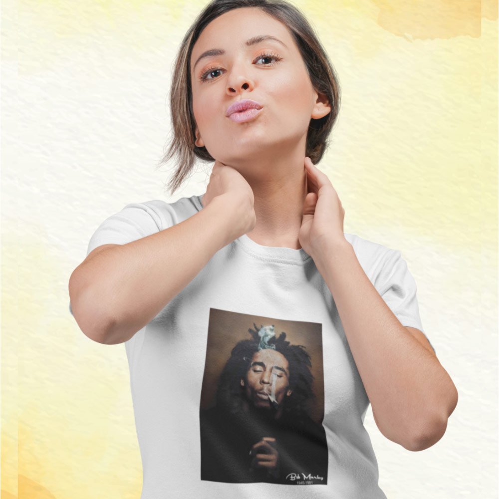 Pure Cotton Bio-Washed T-Shirt Chest Printed-Tribute to Bob Marley-Rock Music Legends-1-by ZingerTees-Unisex-EL9120355