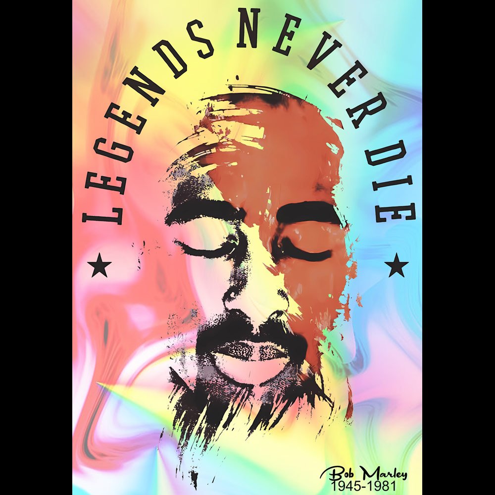 Pure Cotton Bio-Washed T-Shirt Chest Printed-Tribute to Bob Marley-Rock Music Legends-10-by ZingerTees-Unisex-EL9120364 - Image 9