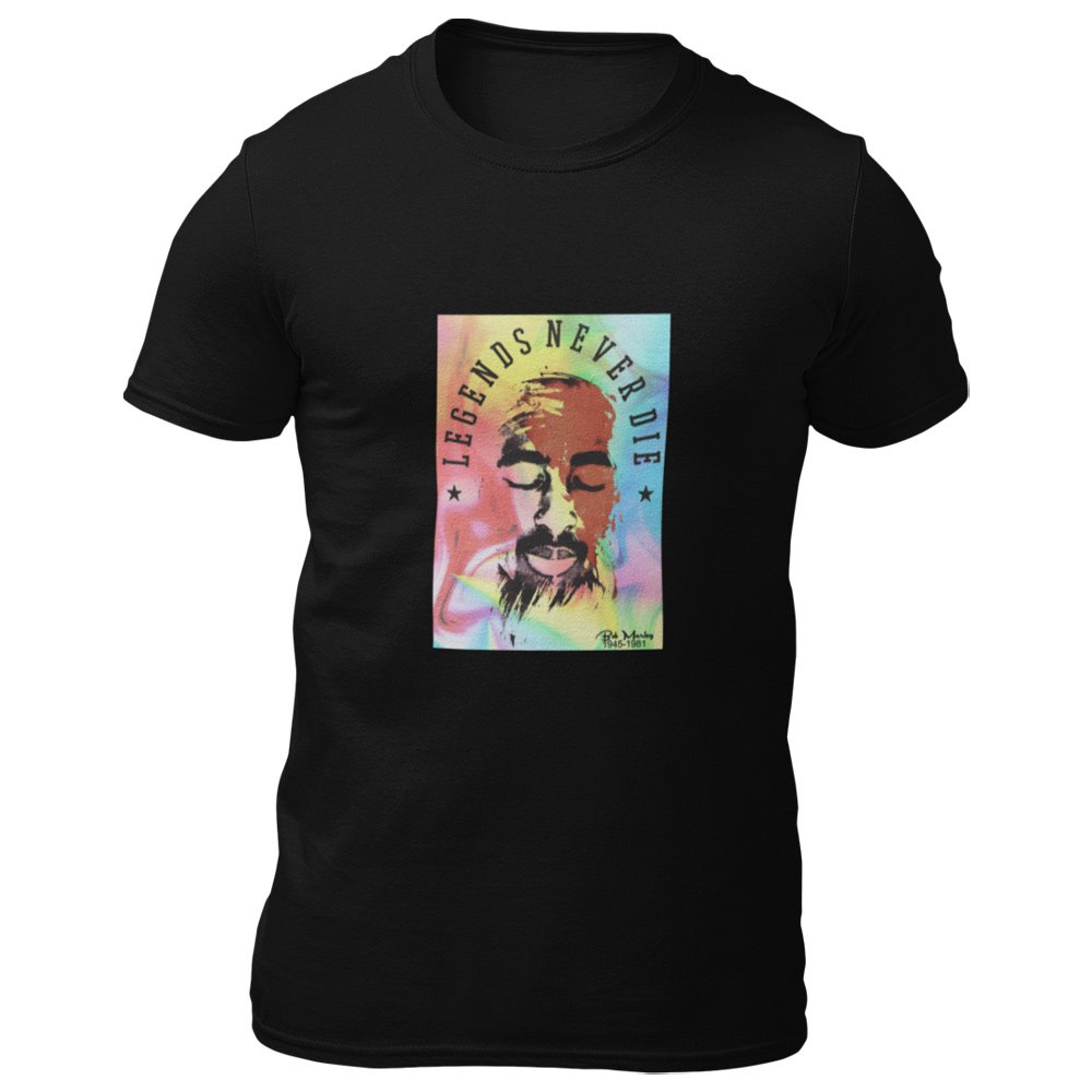 Pure Cotton Bio-Washed T-Shirt Chest Printed-Tribute to Bob Marley-Rock Music Legends-10-by ZingerTees-Unisex-EL9120364 - Image 5