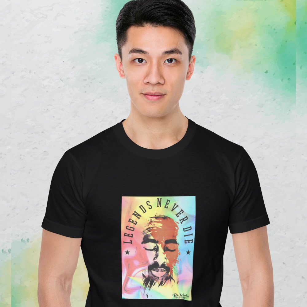 Pure Cotton Bio-Washed T-Shirt Chest Printed-Tribute to Bob Marley-Rock Music Legends-10-by ZingerTees-Unisex-EL9120364