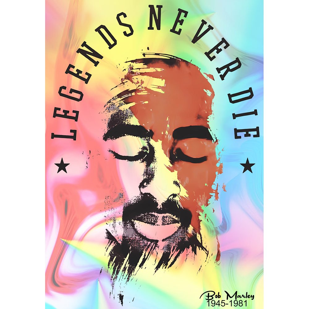 Pure Cotton Bio-Washed T-Shirt Chest Printed-Tribute to Bob Marley-Rock Music Legends-10-by ZingerTees-Unisex-EL9120364 - Image 10