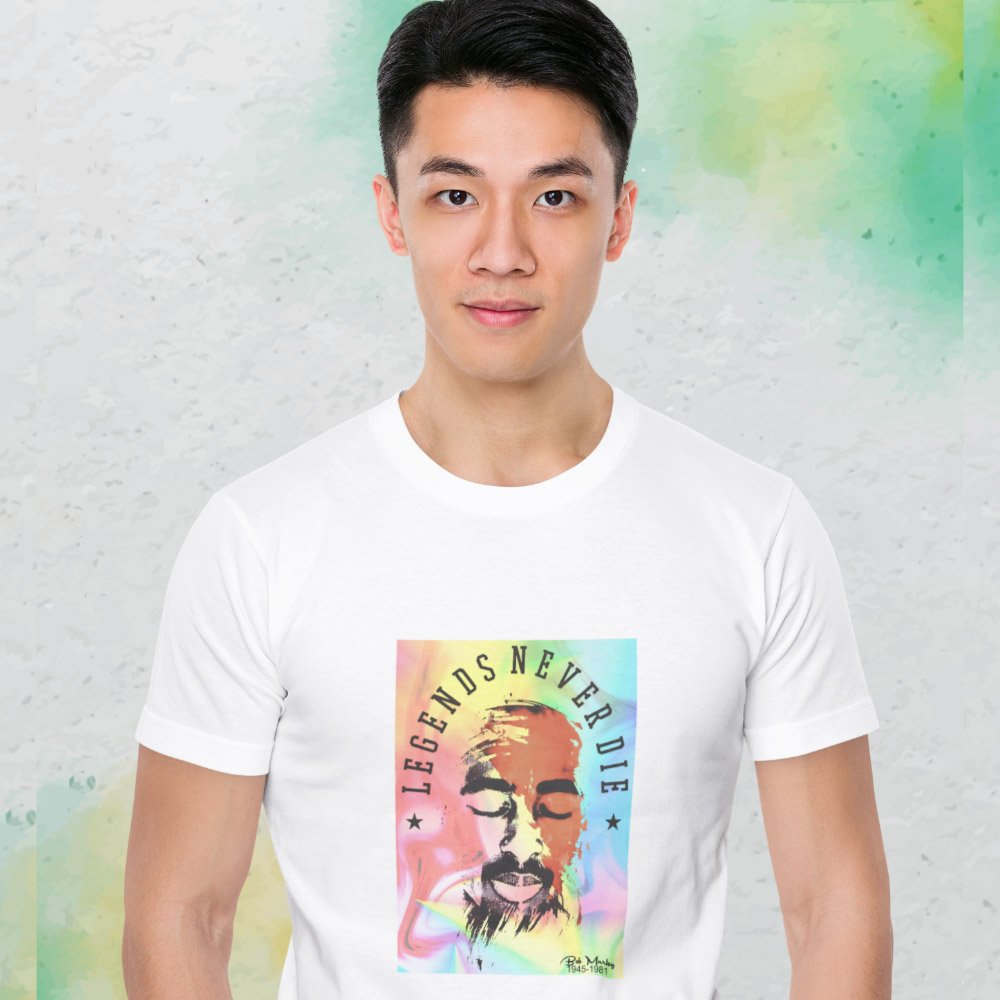 Pure Cotton Bio-Washed T-Shirt Chest Printed-Tribute to Bob Marley-Rock Music Legends-10-by ZingerTees-Unisex-EL9120364 - Image 3