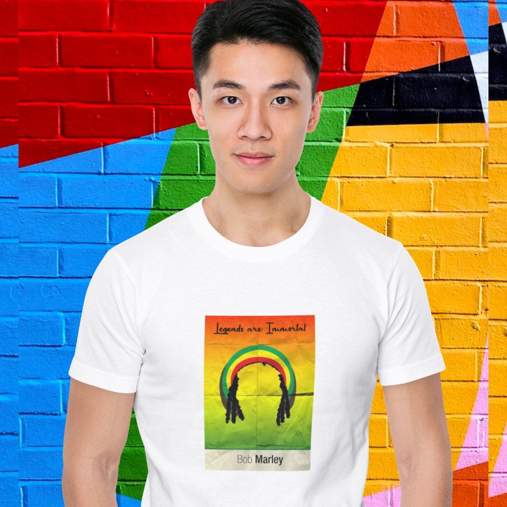 Pure Cotton Bio-Washed T-Shirt Chest Printed-Tribute to Bob Marley-Rock Music Legends-12-by ZingerTees-Unisex-EL9120366