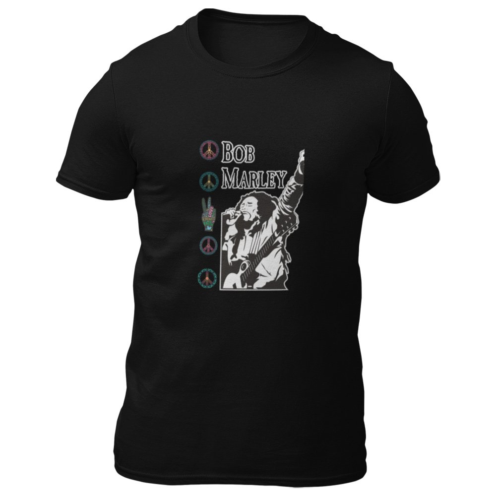 Pure Cotton Bio-Washed T-Shirt Chest Printed-Tribute to Bob Marley-Rock Music Legends-13-by ZingerTees-Unisex-EL9120367 - Image 8