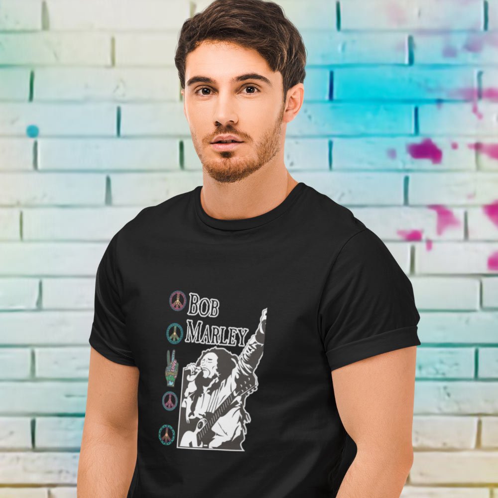 Pure Cotton Bio-Washed T-Shirt Chest Printed-Tribute to Bob Marley-Rock Music Legends-13-by ZingerTees-Unisex-EL9120367 - Image 2