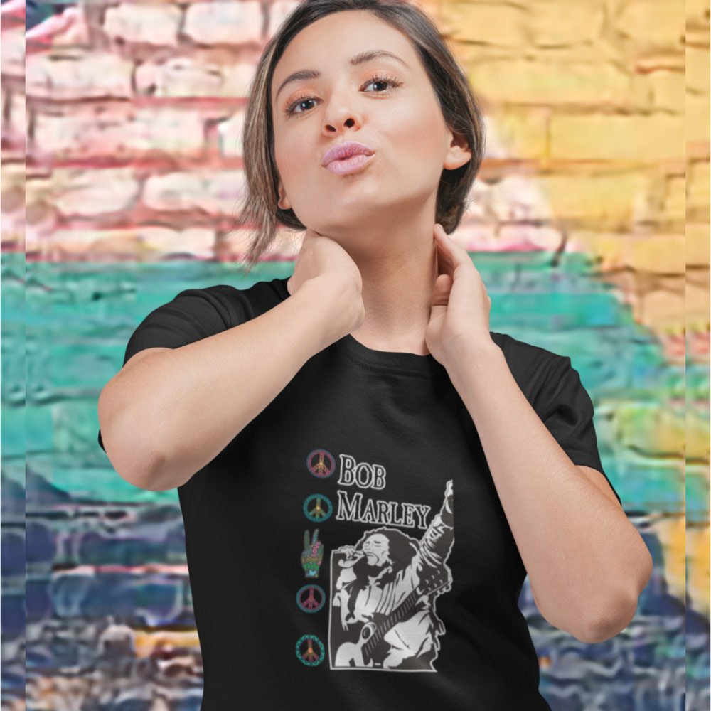 Pure Cotton Bio-Washed T-Shirt Chest Printed-Tribute to Bob Marley-Rock Music Legends-13-by ZingerTees-Unisex-EL9120367 - Image 3