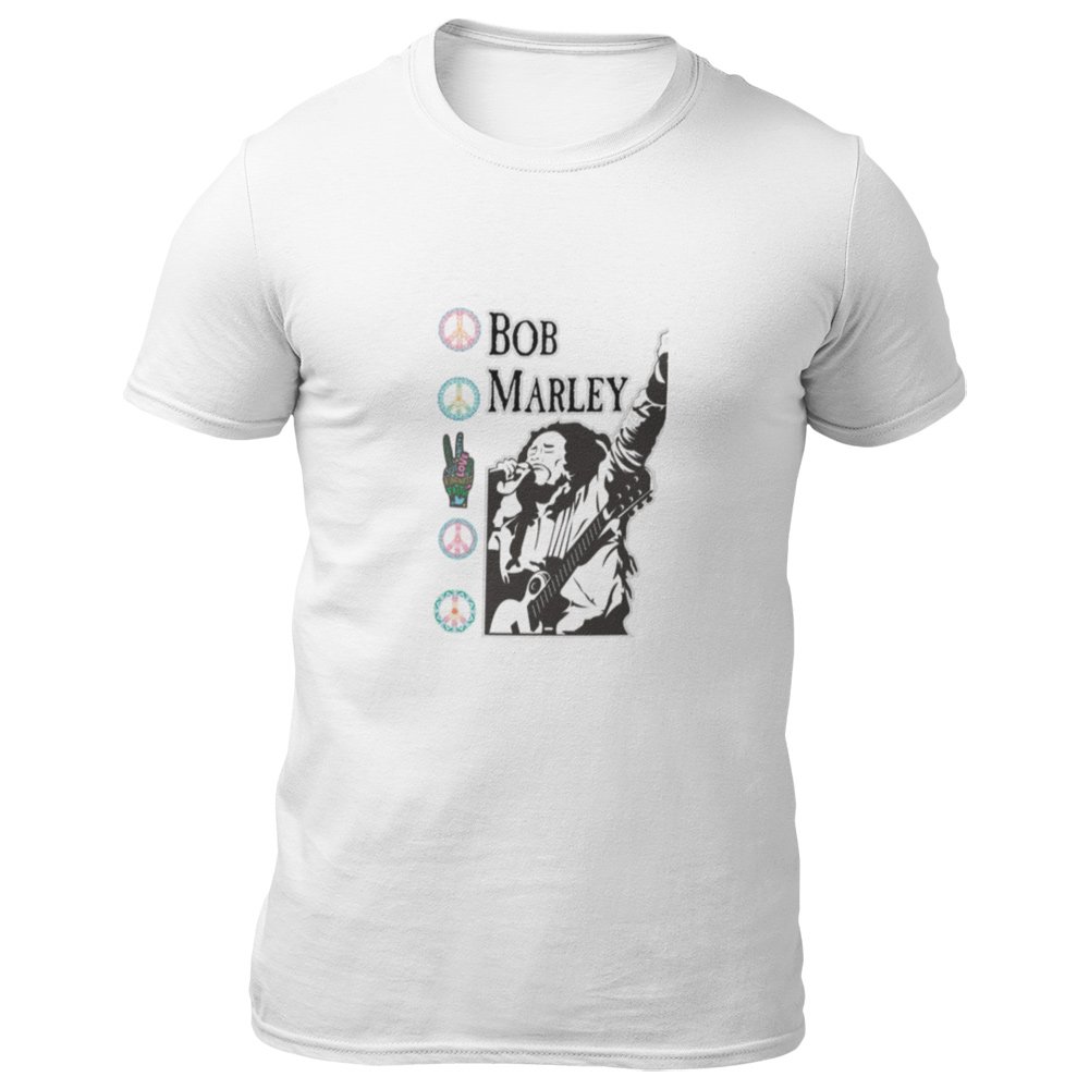 Pure Cotton Bio-Washed T-Shirt Chest Printed-Tribute to Bob Marley-Rock Music Legends-13-by ZingerTees-Unisex-EL9120367 - Image 6