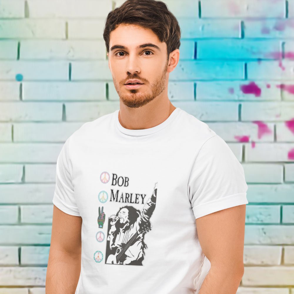 Pure Cotton Bio-Washed T-Shirt Chest Printed-Tribute to Bob Marley-Rock Music Legends-13-by ZingerTees-Unisex-EL9120367 - Image 4