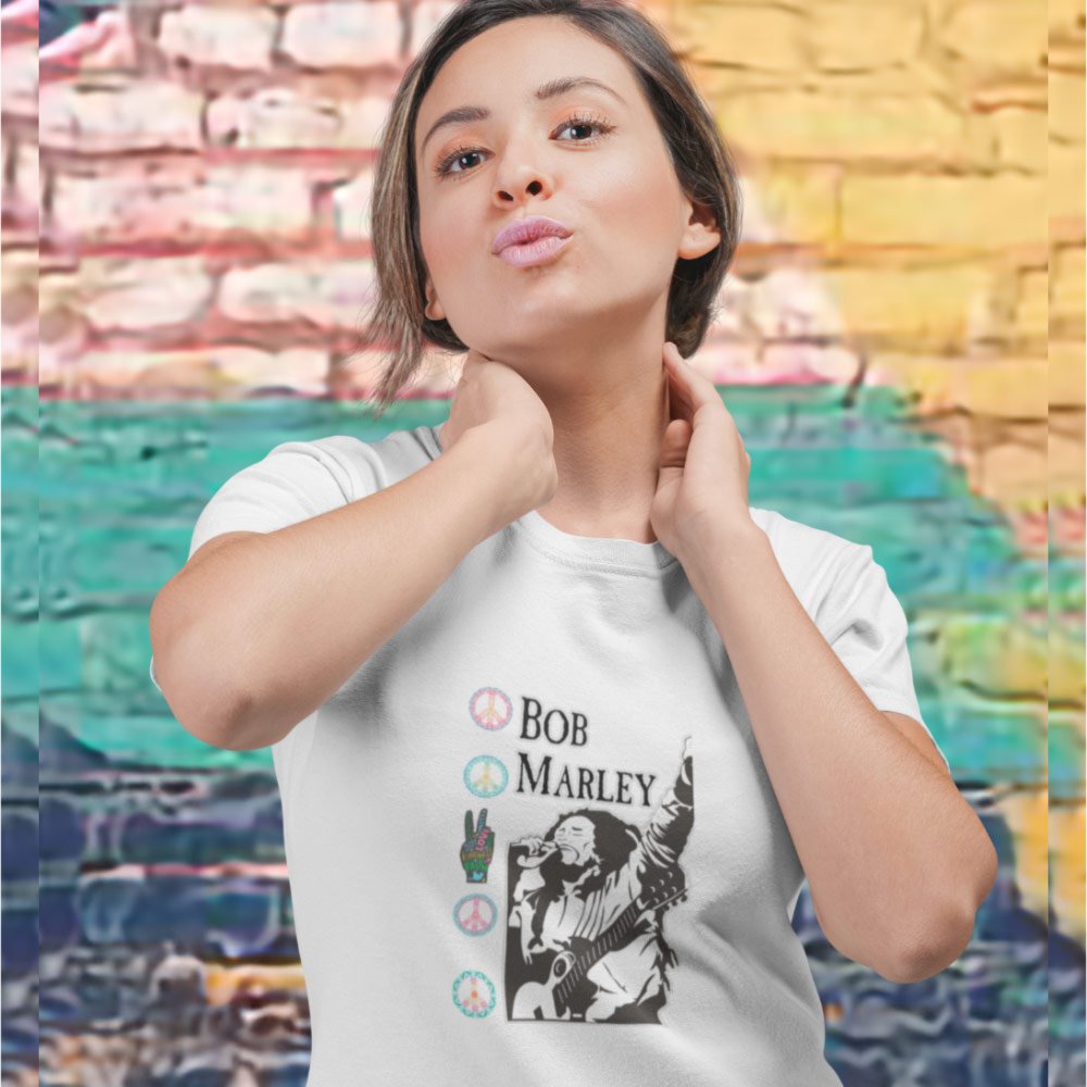 Pure Cotton Bio-Washed T-Shirt Chest Printed-Tribute to Bob Marley-Rock Music Legends-13-by ZingerTees-Unisex-EL9120367