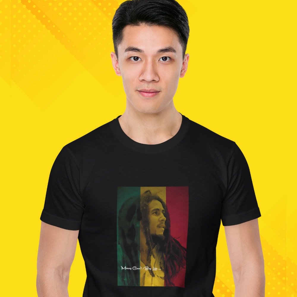 Pure Cotton Bio-Washed T-Shirt Chest Printed-Tribute to Bob Marley-Rock Music Legends-2-by ZingerTees-Unisex-EL9120356