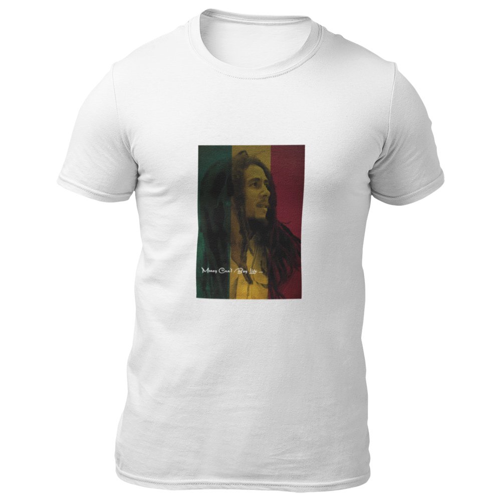 Pure Cotton Bio-Washed T-Shirt Chest Printed-Tribute to Bob Marley-Rock Music Legends-2-by ZingerTees-Unisex-EL9120356 - Image 6