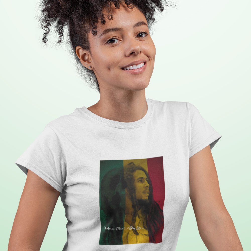 Pure Cotton Bio-Washed T-Shirt Chest Printed-Tribute to Bob Marley-Rock Music Legends-2-by ZingerTees-Unisex-EL9120356 - Image 2